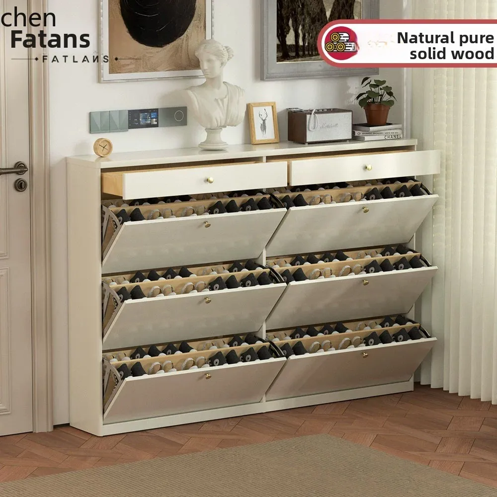 HTSolid Wood Ultra-Thin Extremely Narrow Entry Door Back Shoe Cabinet Space-Saving Ready to ship and purchase with peace of mind