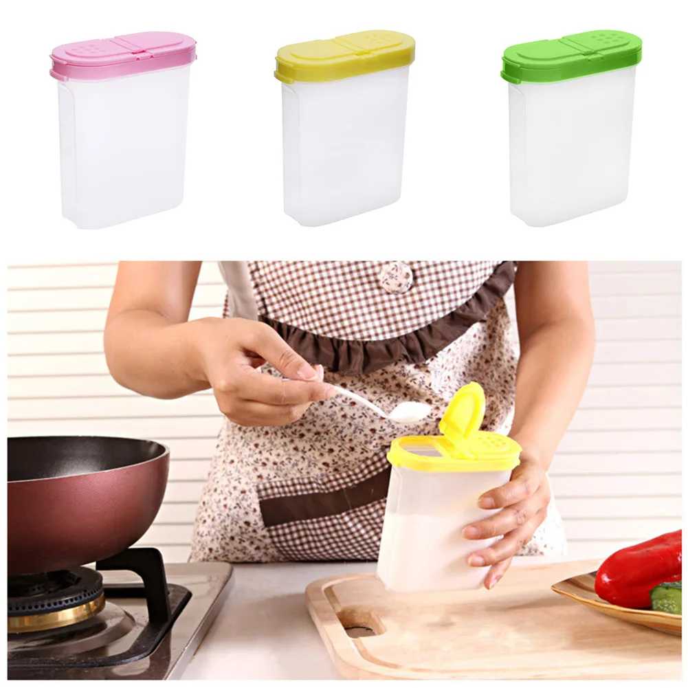 High-quality Brand-new Easy To Use Clear Spice Jars 1* ABS Material Clear Spice Jars Double Lid Pink Spice Bottles