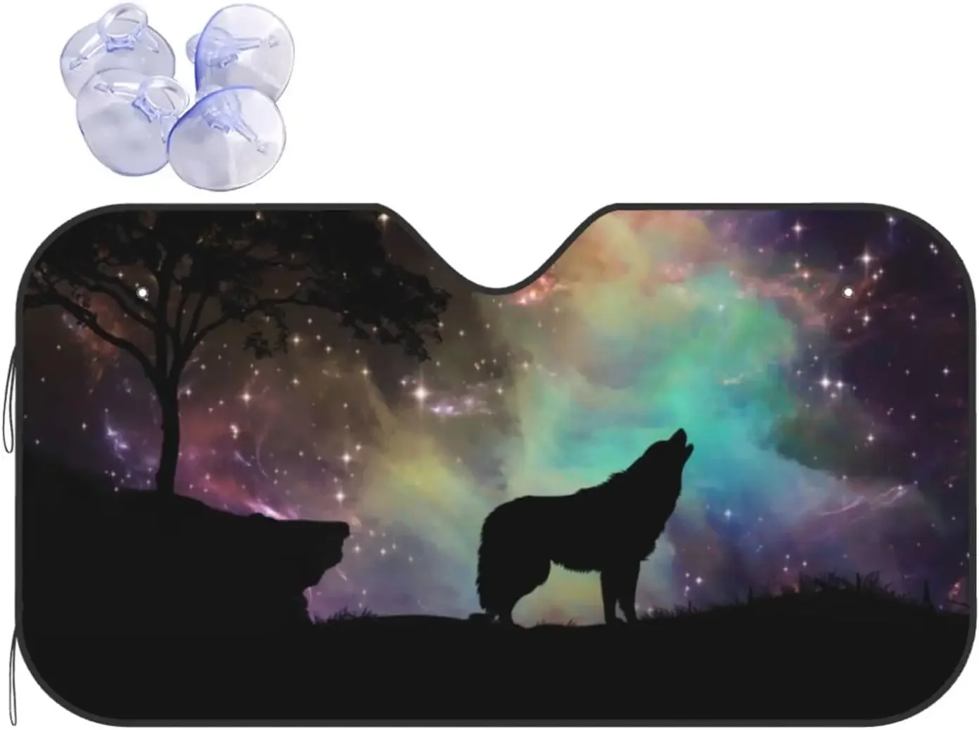 

Starry Galaxy Wolf Animal Pattern Sun Sha Front Window Sunsha For Most Sedans SUV Blocks Uv Rays Keeps Your Vehicle Cool