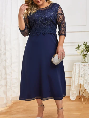 Imagen 2 del producto Vestido de talla grande para mujer, retales de gasa, malla de cuentas, vestido de cóctel de exhibición grande bordado, 9134254