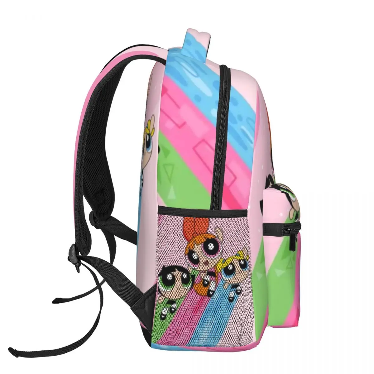 The-Powerpuff-Meisjes Nieuwe Modieuze Patroon Schooltas Print Lichtgewicht Rugzak 17Inch