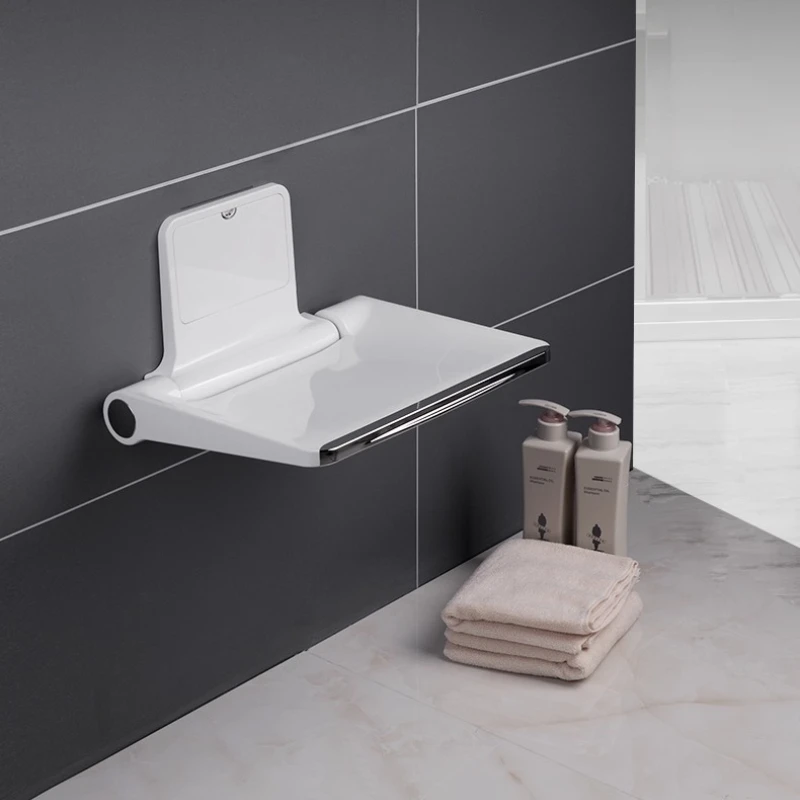 ‌Premium Foldable Wall-Mounted Bath Chair, Space-Saving Concealed Shower Stool, Non-Slip Wet Room Seat with Storage