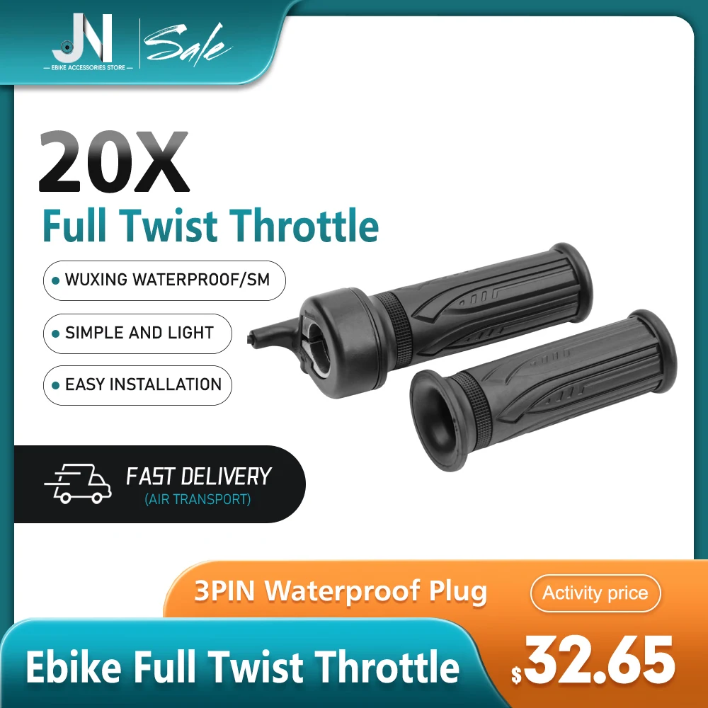 

WUXING 20X Full Twist Throttle 3pin SM Waterproof Plug 24V-72V Electric Bike Right Handle Use for Electric Scooter Accessory