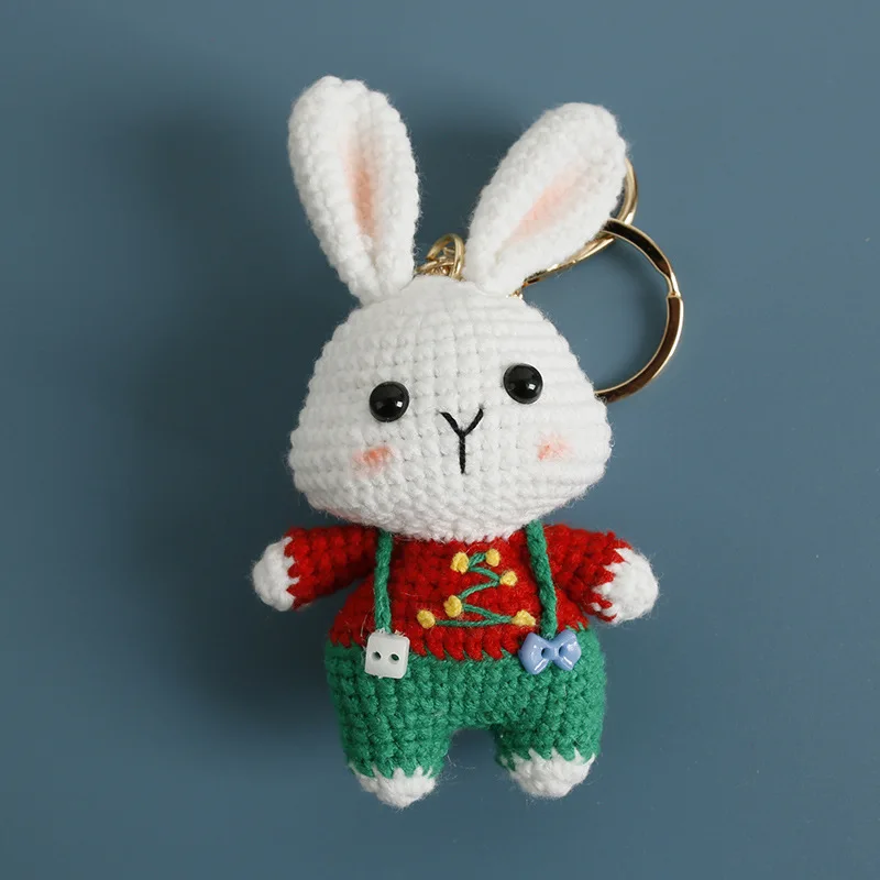 Gehäkelter Tier-Schlüsselanhänger, niedlicher handgewebter Anhänger, kreativer Mini-Stricktier-Schlüsselanhänger, Geschenk für Freunde – Detail 3