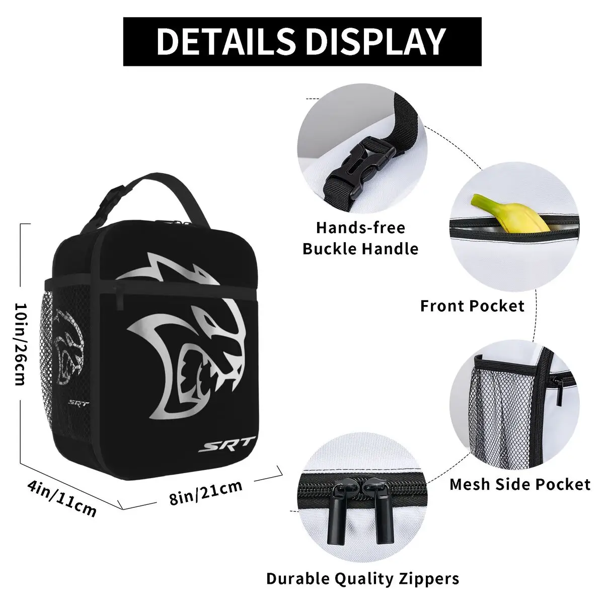 SRT Hellcat Demon Dodge Challenger Car Racing Backpacks Bookbag Children School Bags Rucksack Lunch Bag Pen Bag Three-Piece Set