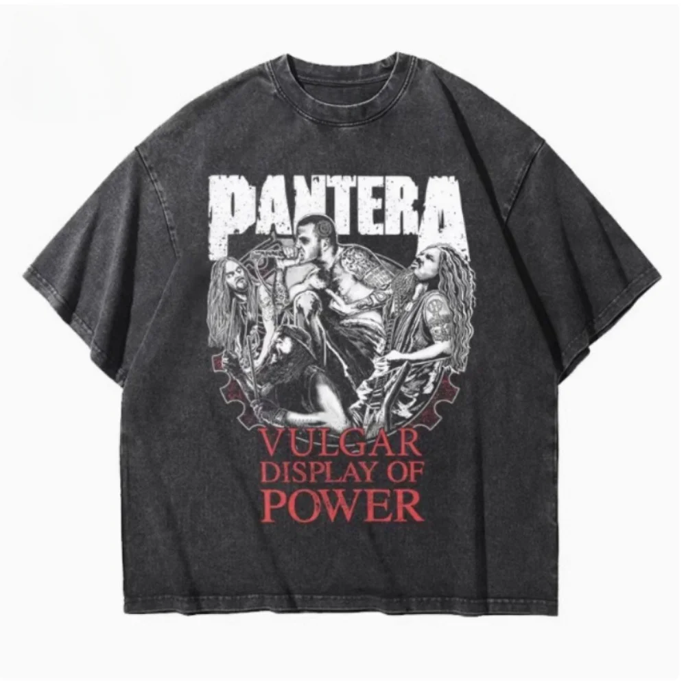 Old washed heavy loose Pandora PANTERA European and American band rock cotton short-sleeved men's and women's T-shirts