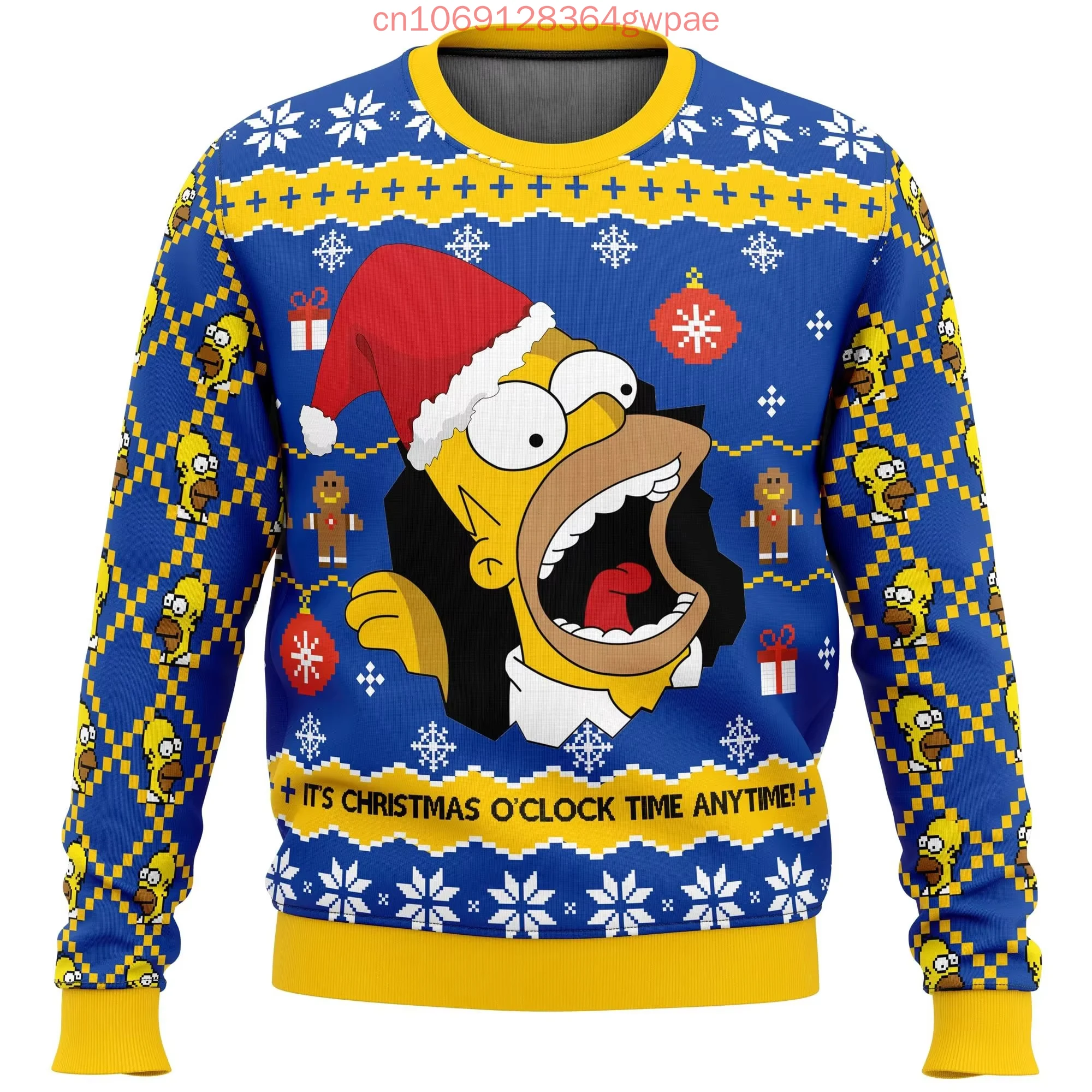 Homer Bush Meme Ugly Christmas Sweater Cartoon Anime Women Men Pullover Tops Fashion Couple Hoodie Sweatshirt Clothes