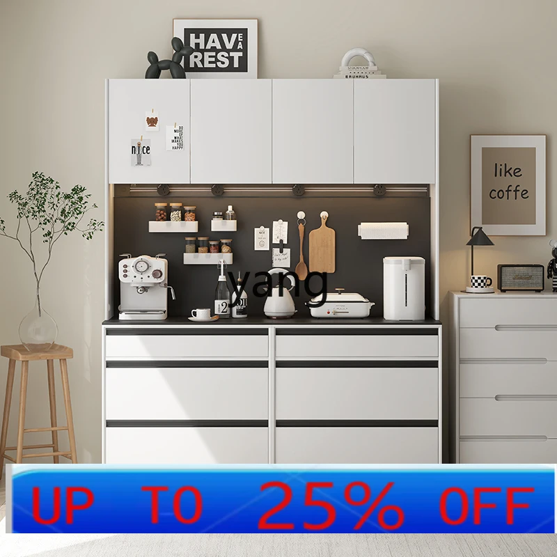 

LMM white minimalist side cabinet solid wood rock slab top simple tea storage locker