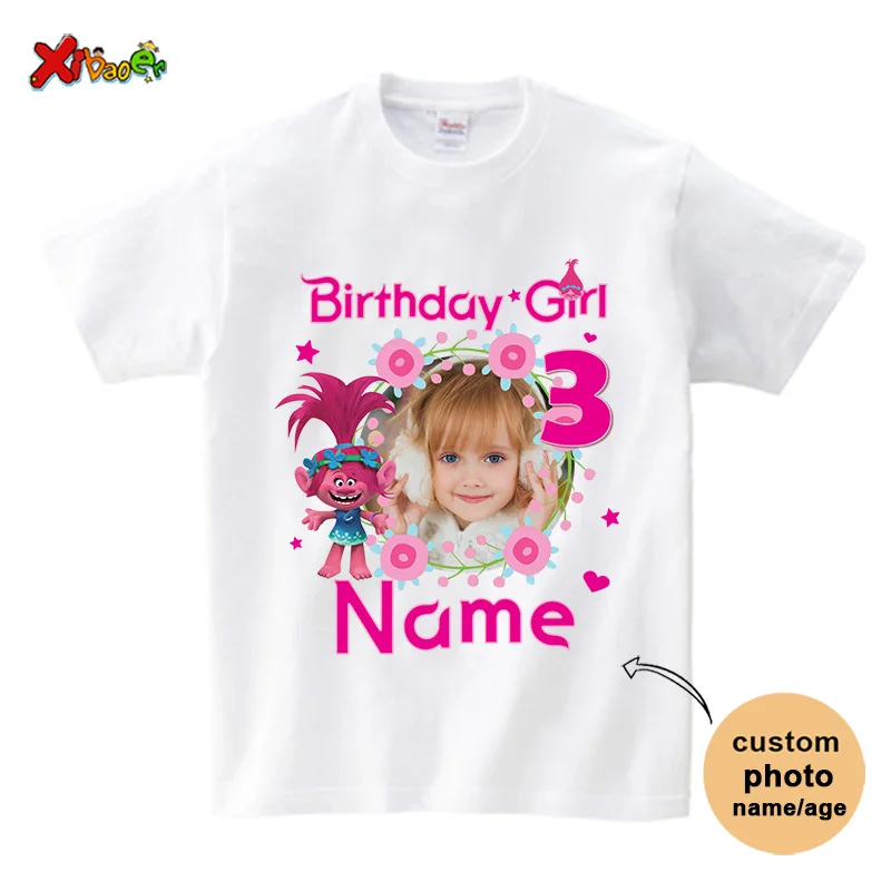 Birthday Tshirts for Family Matching Outfits Girl T Shirt Shirt Birthday Party Clothing Outfit Personalized Name Photo Shirt 3rd