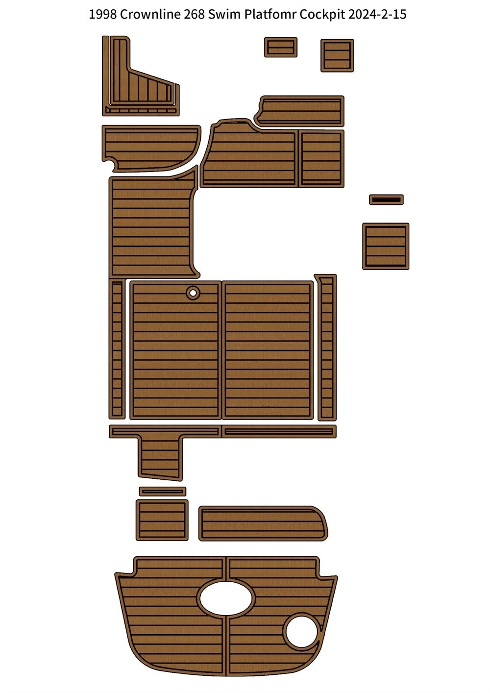 

1998 Crownline 268 Swim Platform Cockpit Pad Boat Customized EVA Foam Faux Teak Deck Floor Mat Boat Accessories