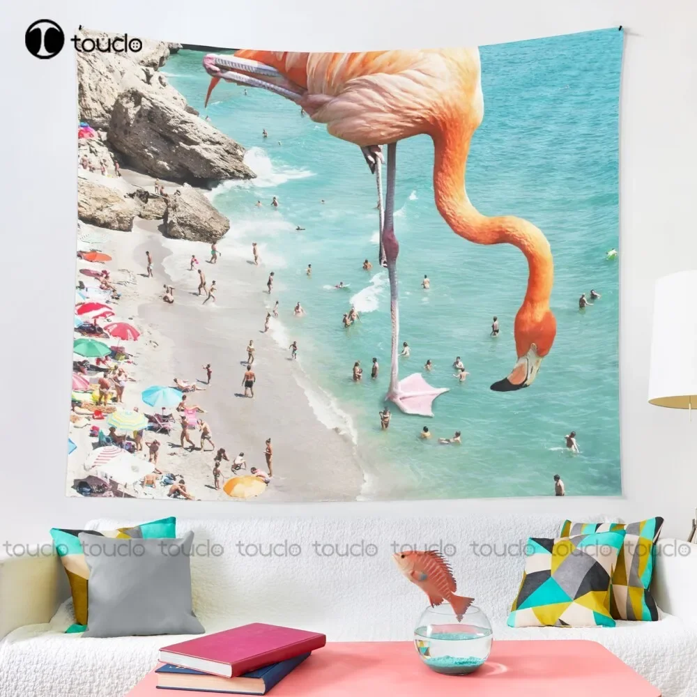 Flamingos On The Beach #Redbubble #Decor Tapestry Large Tapestry Wall Art Blanket Tapestry Bedroom Bedspread Decoration