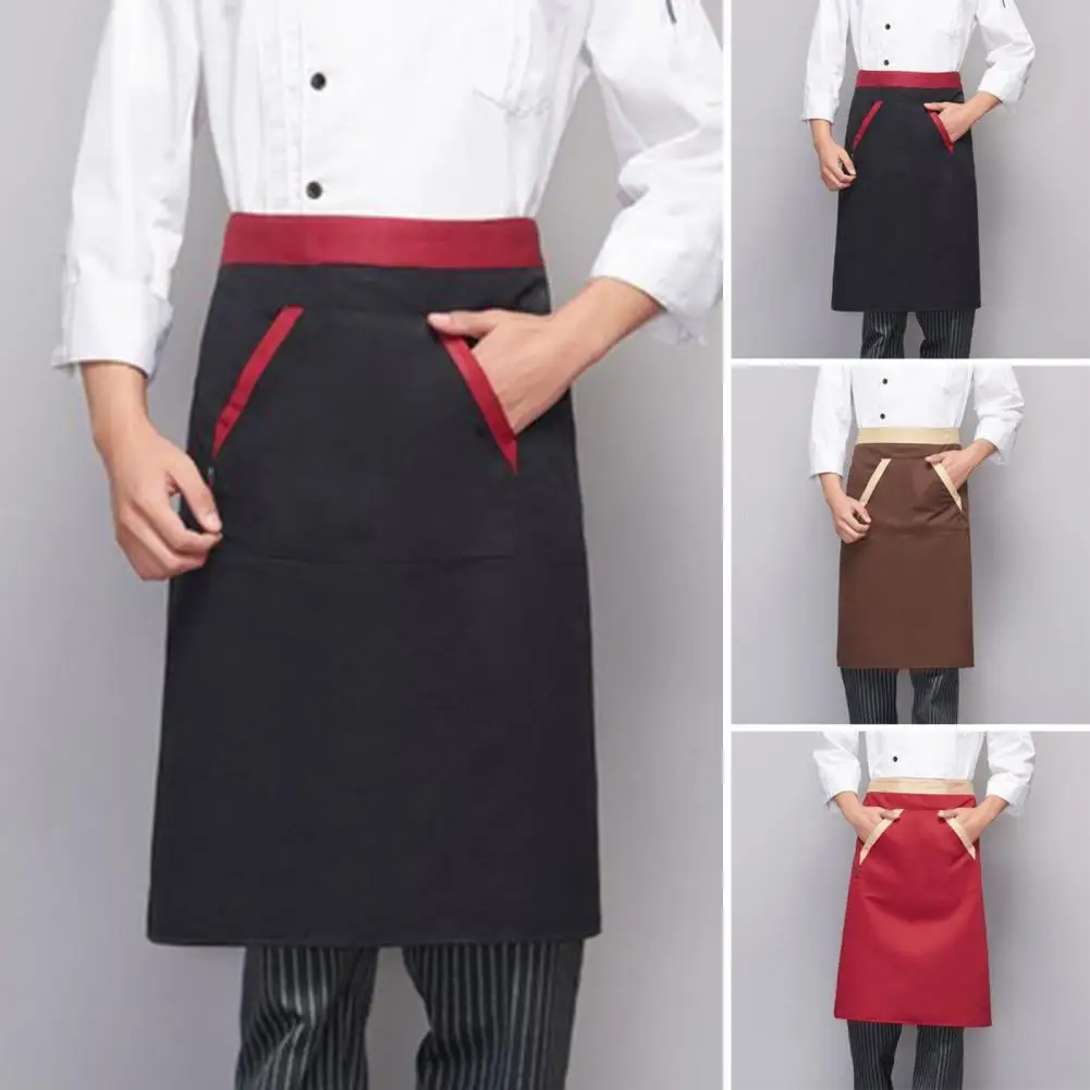 Multi-purpose Kitchen Apron Half Waist Apron Durable Waterproof Chef Apron with Pockets Ideal for Cooking Baking Gardening