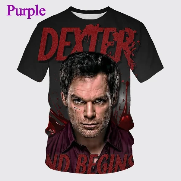 Personality Hip-hop t shirts Men Fashion 3D Dexter Print O-Neck Short Sleeve Harajuku Tshirt Unisex Clothing