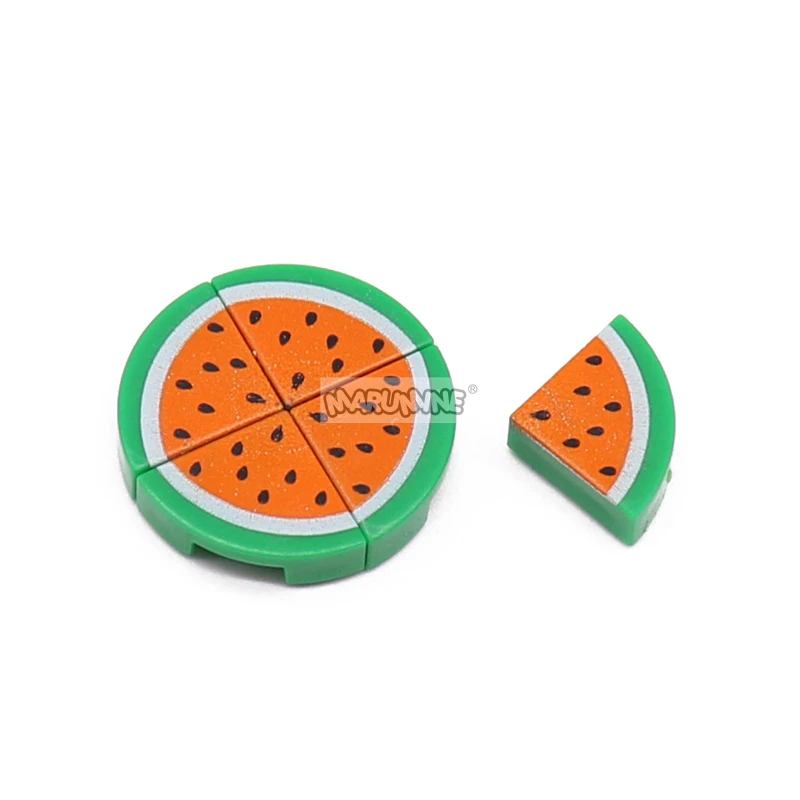 Marumine MOC 30pcs Printed Sliced Watermelon 25269 Food Accessory Toy 1x1 Square Block Parts Assembly Pellet DIY Building Blocks