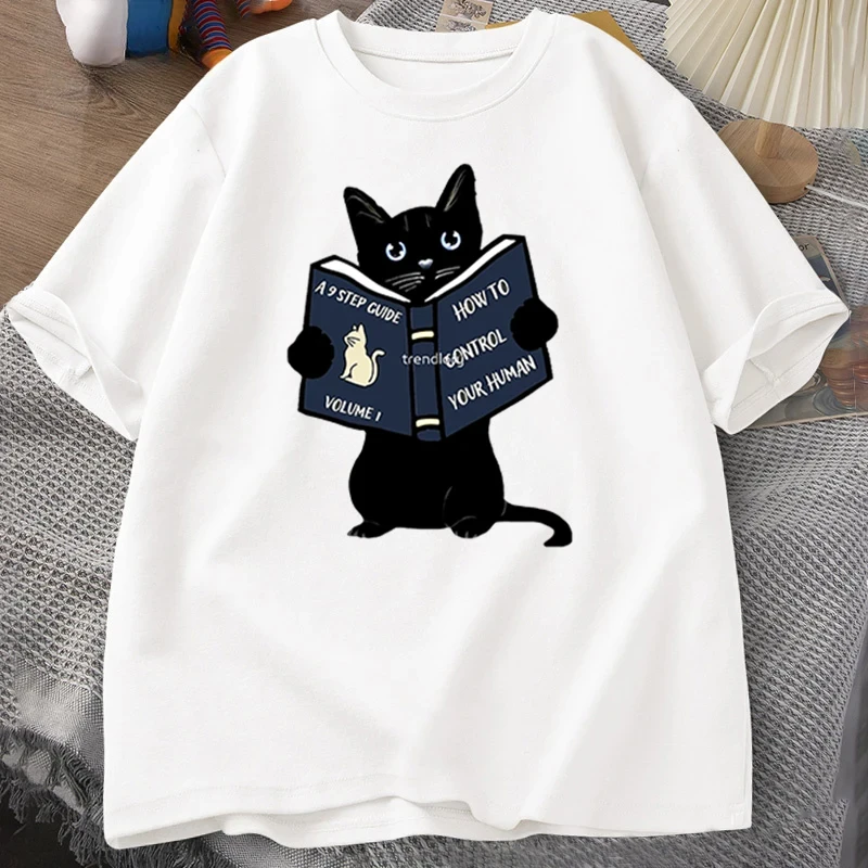 

Футболка Мужская/женская с коротким рукавом и графическим принтом «как контролировать свою человеческую кошку»