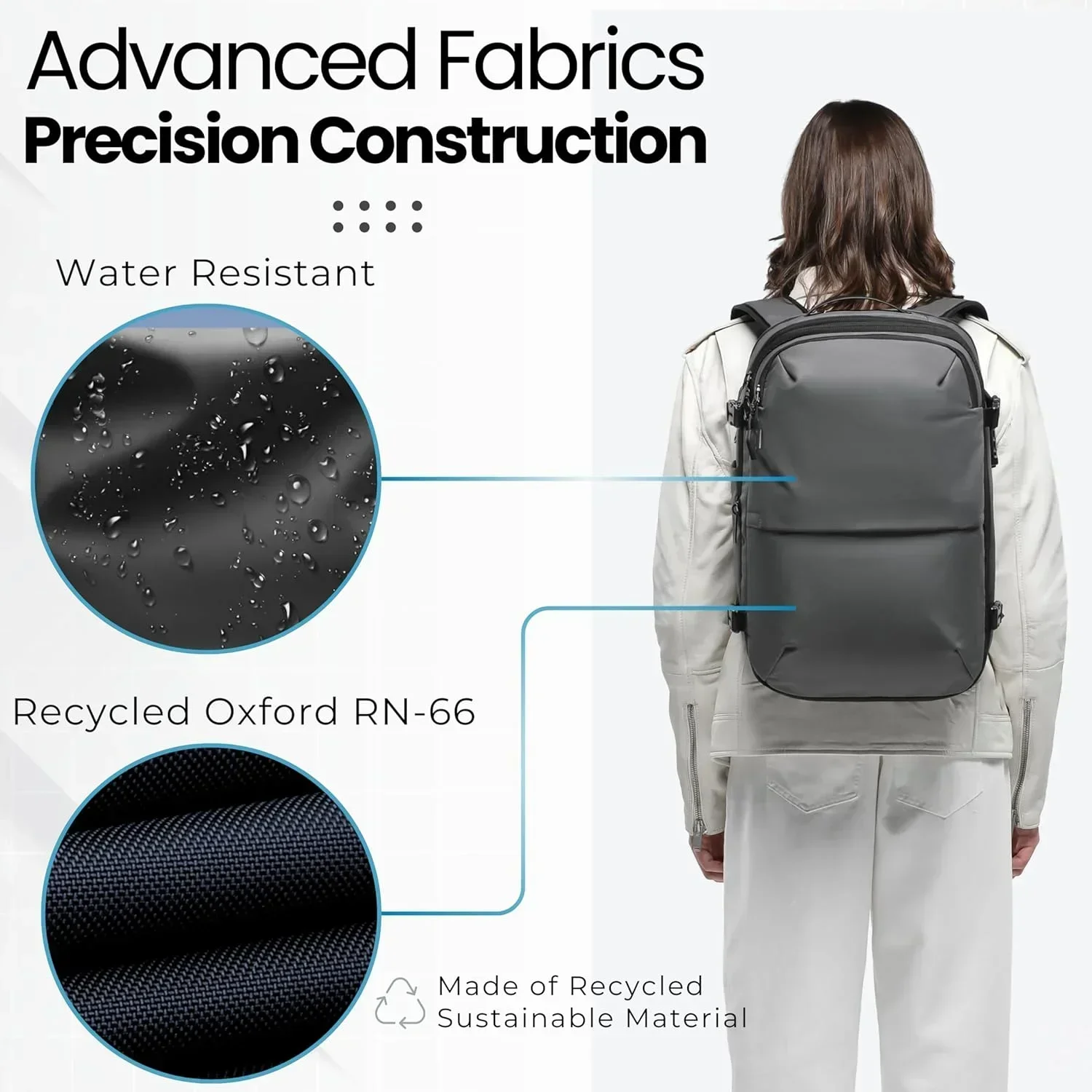 60L Airback Backpack Anti-Theft Vacuum Compression Travel Backpacks with Pump for Airplanes Expandable Waterproof Laptop Bags