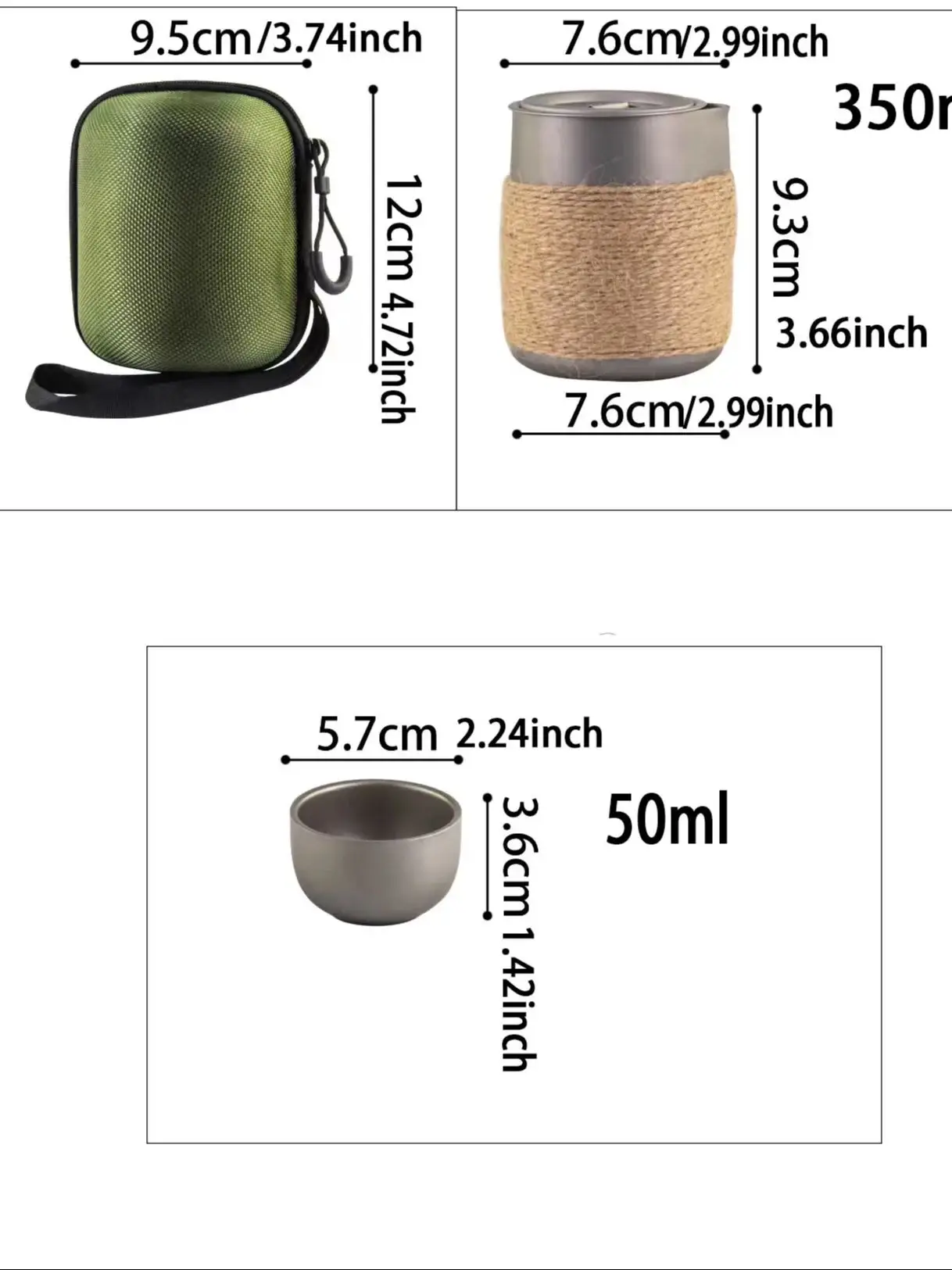 Tragbares Reise-Teeset aus Titan-beschichtetem Edelstahl, inklusive Teekanne und doppelwandigen Teetassen, leichtes Outdoor-Camping-Set – Detail 1