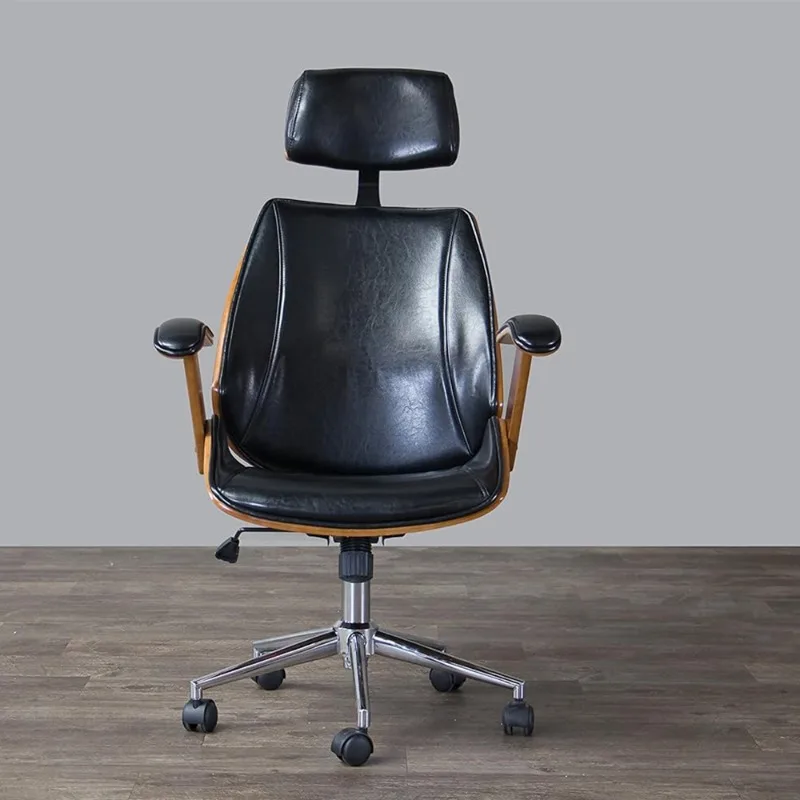 2025 New Modern Style Wood Executive Office Boss Chair With Fixed Armrest and Headrest