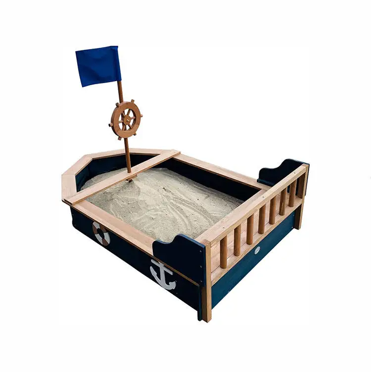 Children's Indoor Pirate Ship Sandbox With Flag Rudder Imaginative Play Set,sand Pool