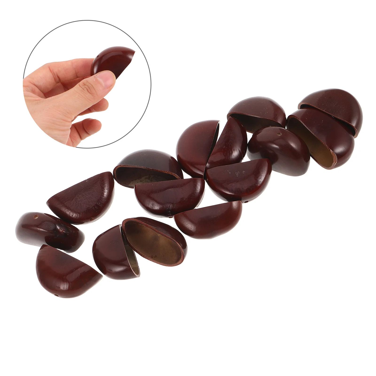 

15pcs Sound Therapy Hand Shaker Bells Natural Nutshell Diy Wind Chime Pendant For Musical Instrument Montessori Sensory