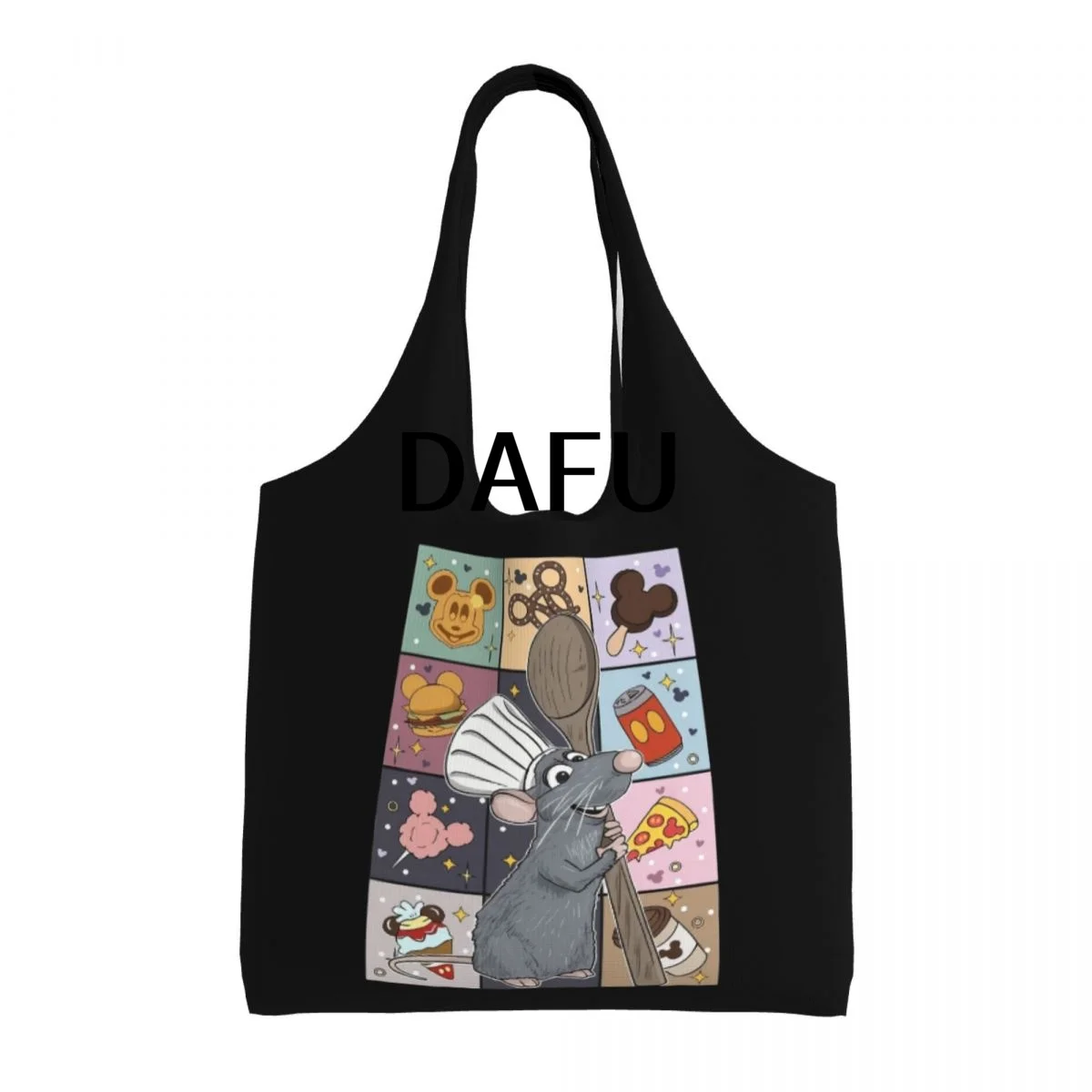 

Chef Rat's Culinary Adventure Large Capacity Canvas Tote Bag Single Shoulder Commute Bag For Women Eco-Friendly Shopping Bag