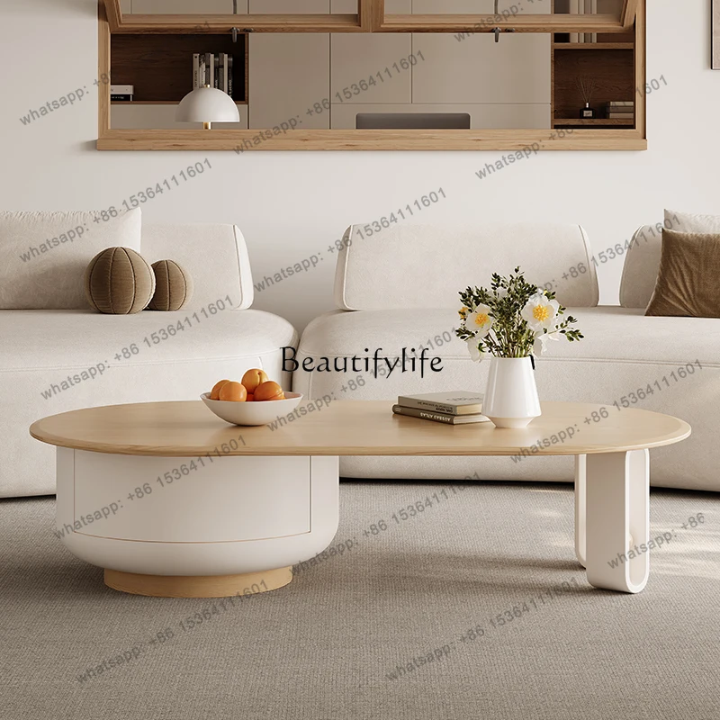 

Table Solid Wood Small Apartment Living Room Household Small Table Cream Wind