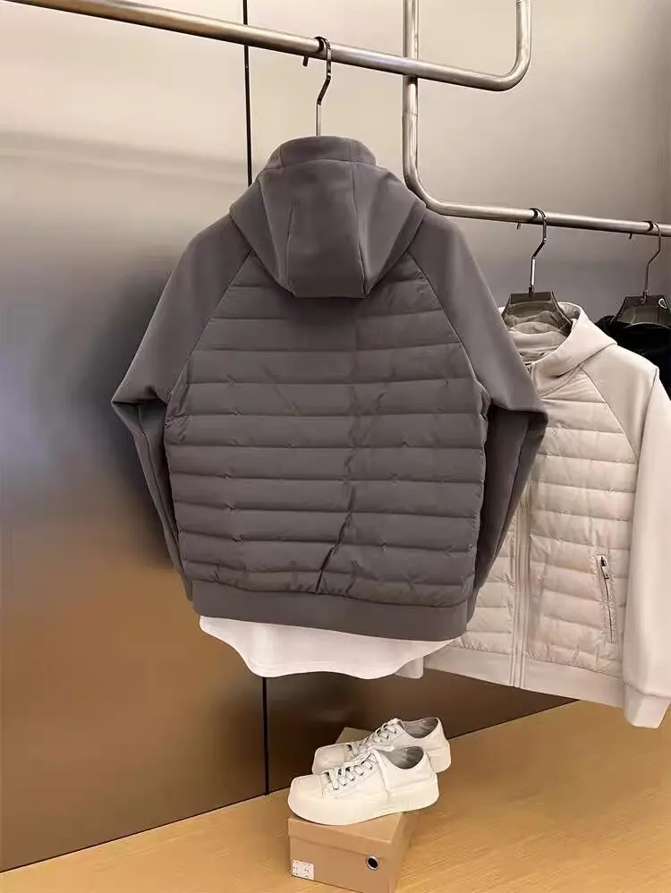 Winter New Men's Lightweight Casual Hooded Jacket Versatile Splicing Couple's Windproof and Cold Proof Cotton Jacket