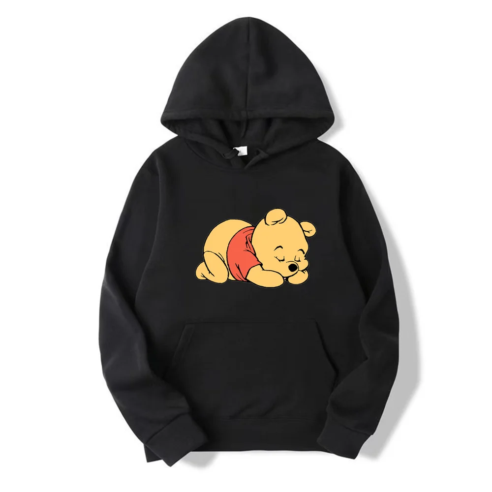 Moletom feminino com capuz disney, manga comprida, desenho kawaii, capuz de urso Pooh, novo, primavera e outono 2022