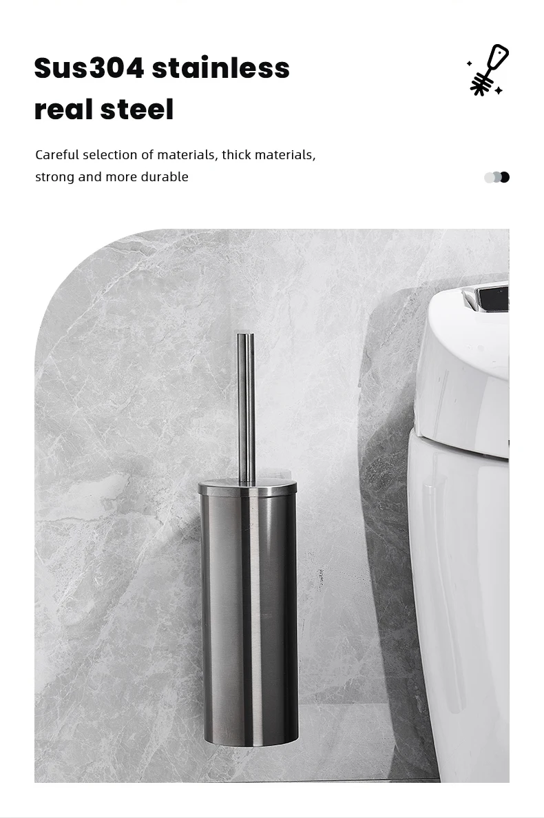 Toilet Brush High Quality Wall Mounted 304 Stainless Steel Cleaning Tools No Drill Bathroom Accessories WB8713