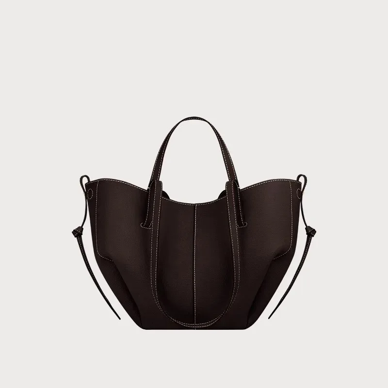 

Women's large capacity leather hand-held wing bag, pleated underarm tote bag, casual and fashionable one shoulder underarm bag