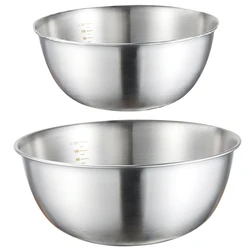 Retail 2PCS Stainless Steel Bowls Mixing Bowl With Scale Deep Mixing Egg Bowls Non Slip Kitchen Bowl For Baking Salad Cooking