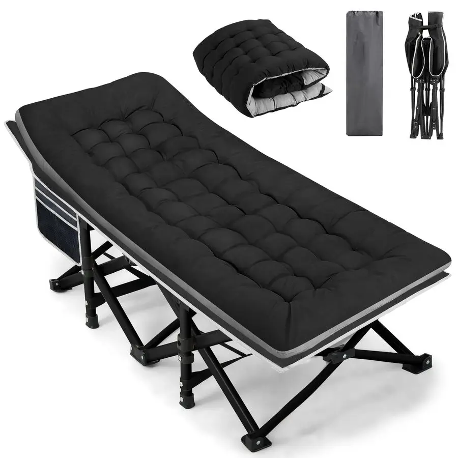 

Portable Camping Cot, Sleeping Cots for Adults, 28 Extra Wide Heavy Duty Folding Cot Max Load 600LBS with Thick Mattress, Porta