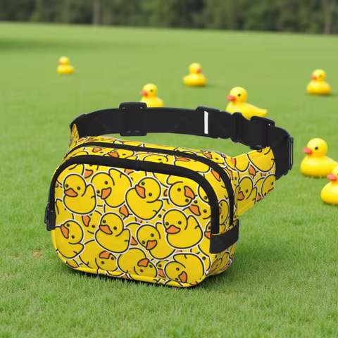 Funny Duck Trendy pack crossbod Square Double Layer Waist Bag Travel and Workout Accessory