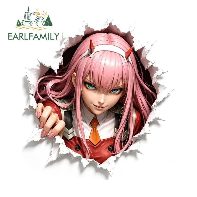 EARLFAMILY Zero Two Tear Car Stickers Fashion Campervan Helmet Racing Drifting Vehicle PVC Decals Scratch-Proof Ar Accessories