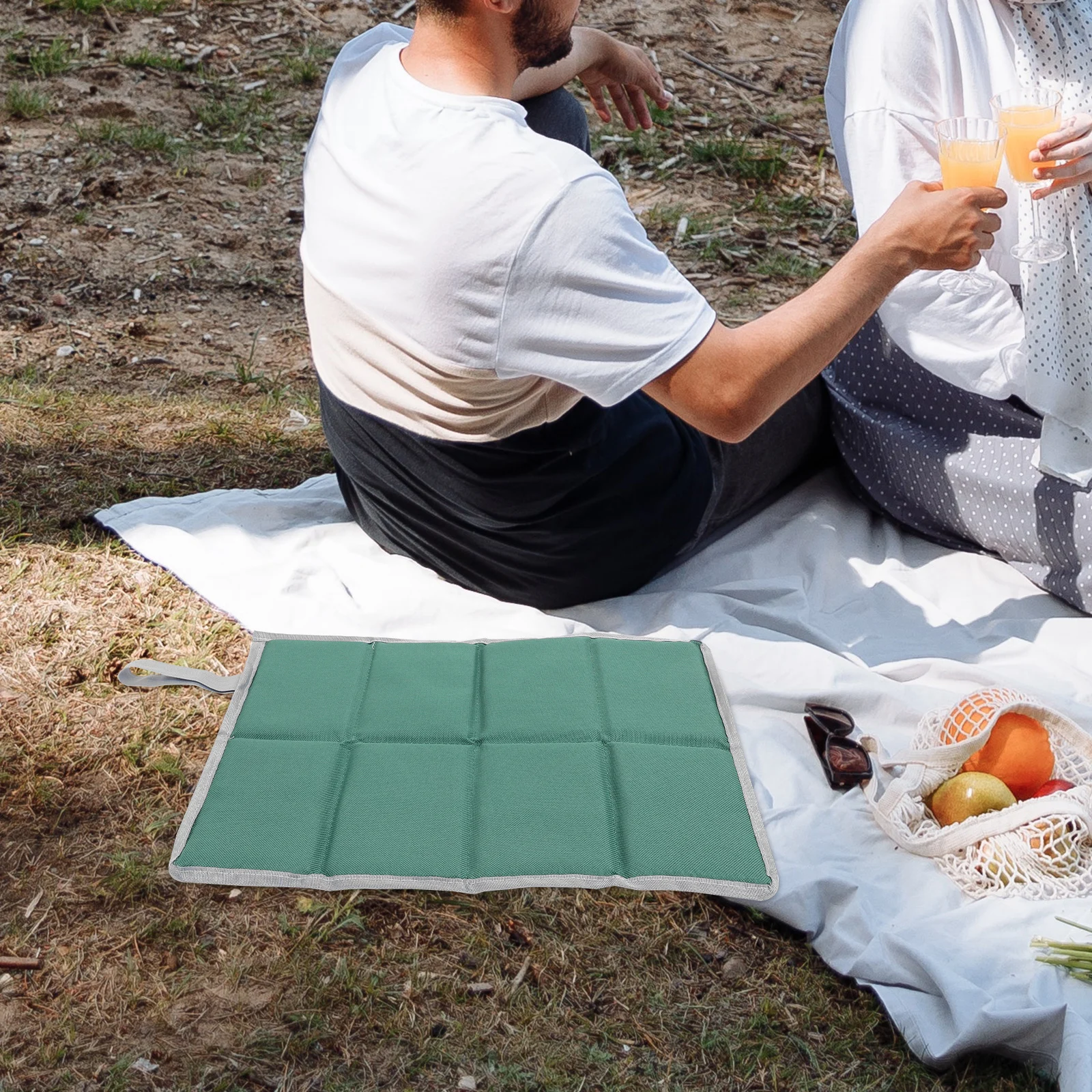 

2 set Outdoor Folding Seat Pad 600D Oxford Cloth PE Bead Cotton Portable Anti Moisture Camping Picnic Mat Blue Green