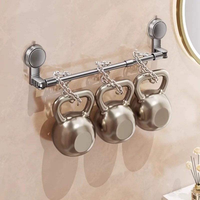 Stretchable Towel Rack Suction Cup Towel Bar Holder Without Drilling Hole Wall Mounted  Towel Rack Kitchen Pot Cover Rack