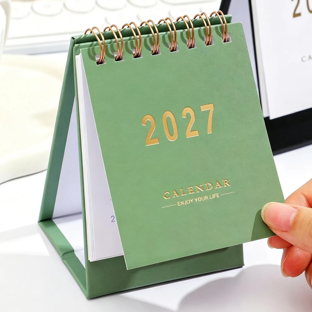 Small Desk Calendar Memo Calendar Planner Desktop Decoration Office Stationery Thick Paper Twin-Wire Binding New Year Gifts