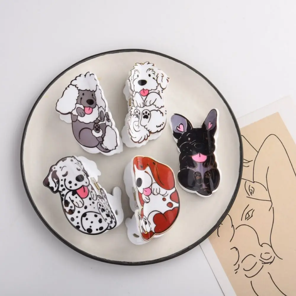 Creative Pet Dog Cute Puppy Hair Grab Dalmatian Poodle Hairpin Cartoon Hair Claw Geometry Animal Acrylic Shark Clip Streetwear