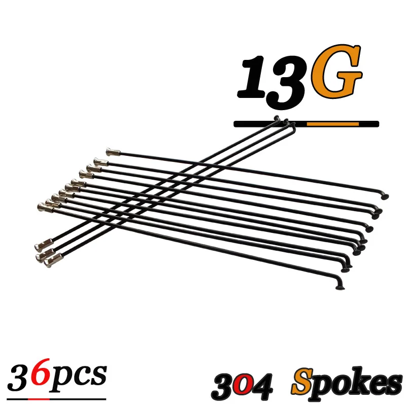 DELT 36Pcs 304 Stainless Steel,Bicycle Spokes,13G(2.25mm)/122/124 138 139 179 228 /250 255 268 270MM Nipples E-Bike Parts