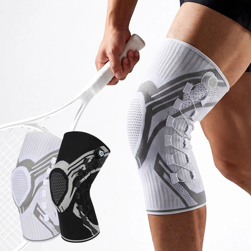 1pc Adjustable Knee Support Brace, Compression Knee Sleeve with Spring Support & Silicone Cushion for Sports