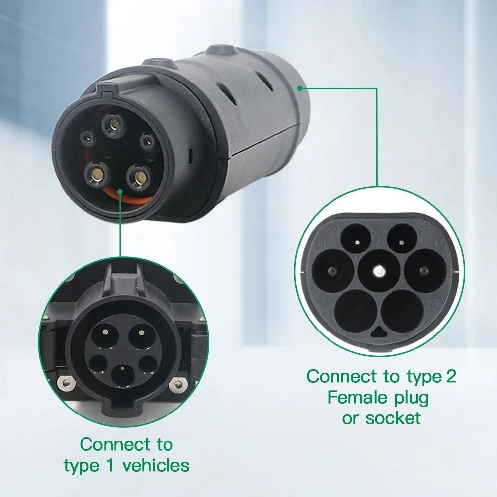 Gkfly 32a ev carregador conversor estação de carregamento iec 62196 tipo 2 para j1772 tipo 1 carros elétricos adaptador de carregamento