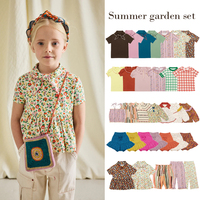 Children's T-shirt 2025 Summer MP Rural Style Girls tied with bow top Girls Popcorn pantsuit
