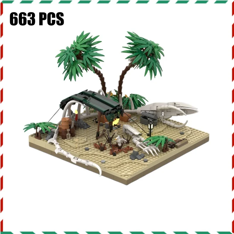 

MOC Whaled Bone Camp Building Blocks Port City Sauvaged Adventure Model Bricks Set Creative Toys for Boys Girls Gifts