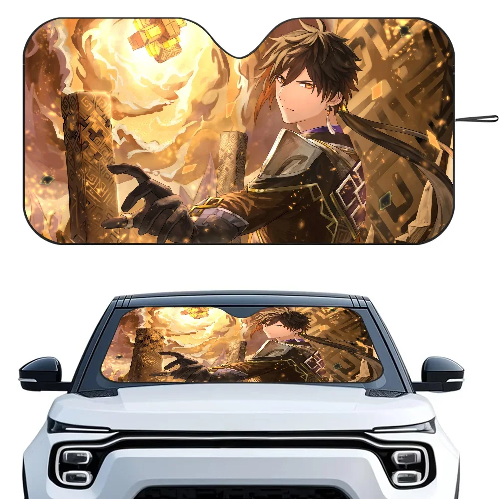 

Zhongli G-Genshin Impact Car SunSha Heat-insulating Aluminum Film Windshield Sunshas UV Rays Blocks Car Sun Visor Protector