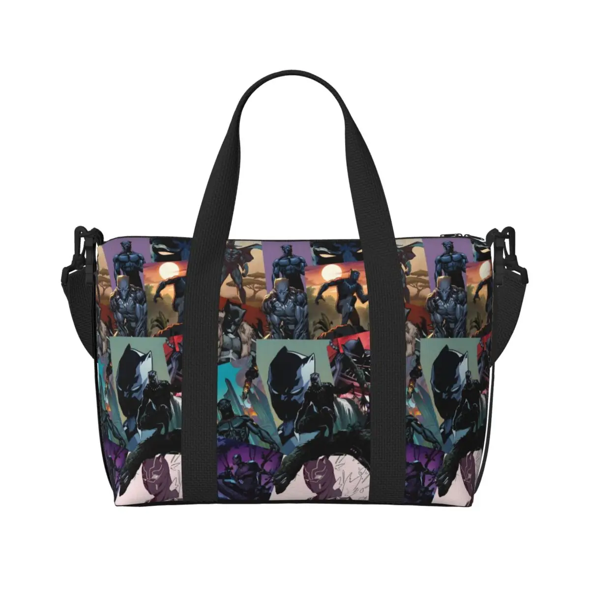 

Custom Large Black Panther Tote Bag Women Superhero Film Shoulder Shopping Gym Beach Travel Bag