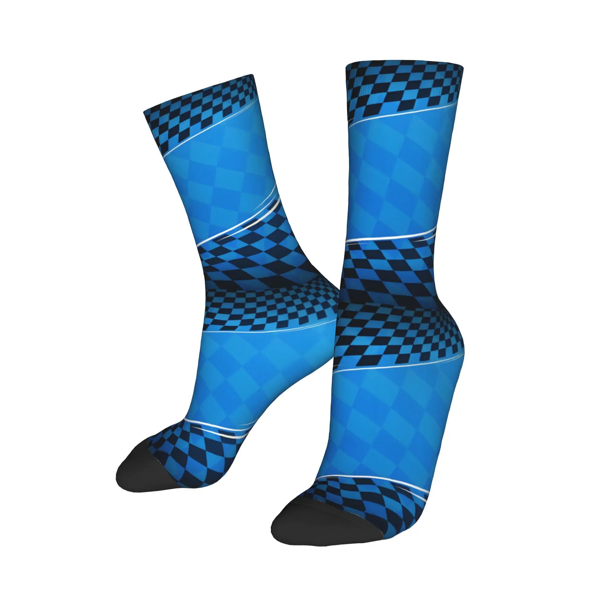 

Custom Racing Checkered Motors Men's Crew Socks Unisex Funny Classical Spring Summer Autumn Winter Dress Socks
