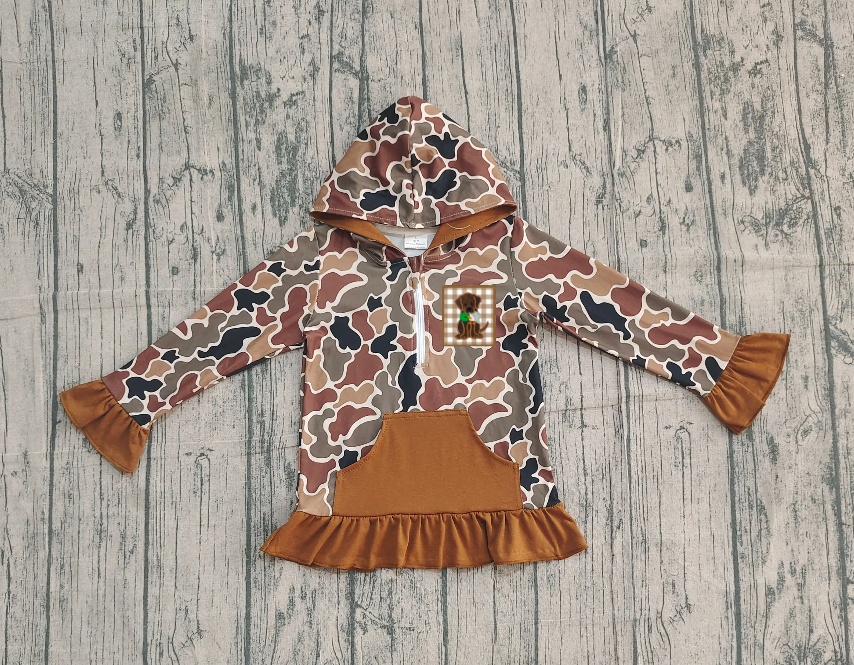 

Z1011-16 GT1132 Children Boutique Clothes Long Sleeve Camouflage Print Top Kids Girls Hooded Shirt