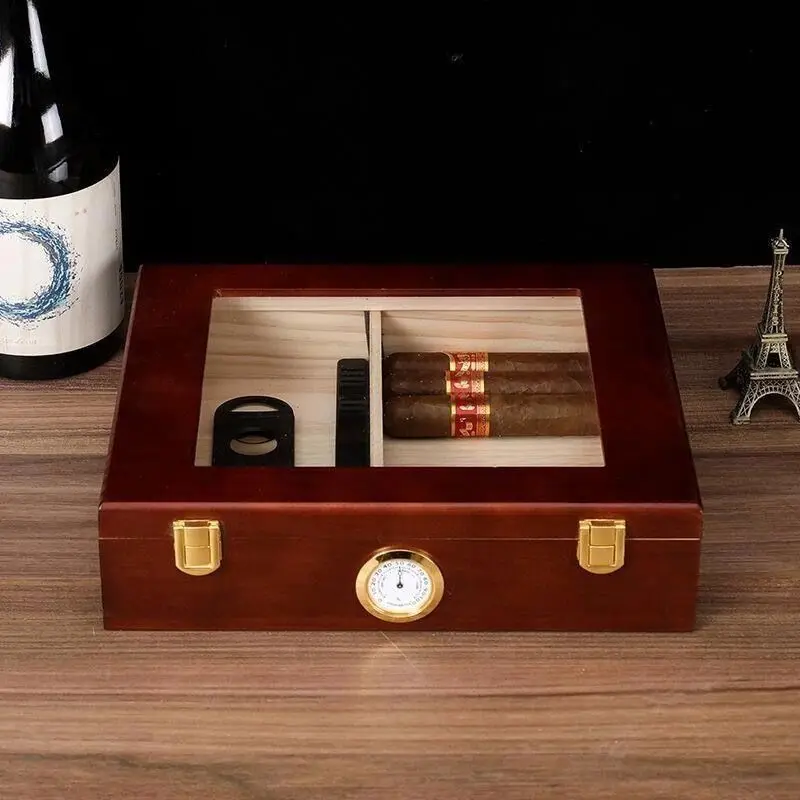 

Portable Vintage Cedar Cigar Box, A High-Quality Storage Container.