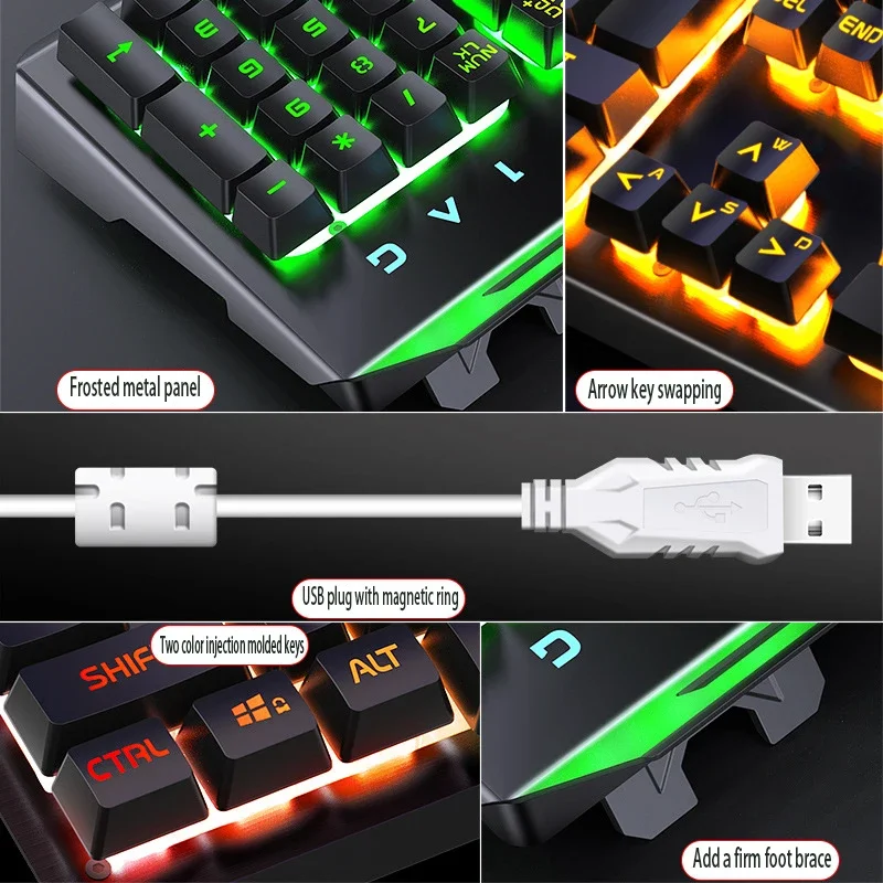 GX2 Wired Combination 104 Keys Mechanical Feel Keyboard and Mouse Replaceable Waterproof RGB Backlight Keyboard and Mouse Cover,