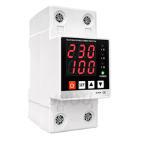 Dual Display 40A 63A 80A 230V Din Rail Adjustable Digital Over Under Voltage Relay Surge Protector Limit Over Current Protection